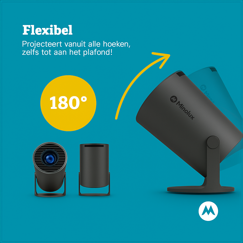 Minolux® Zwarte Mini Beamer – Draagbare Full HD Projector