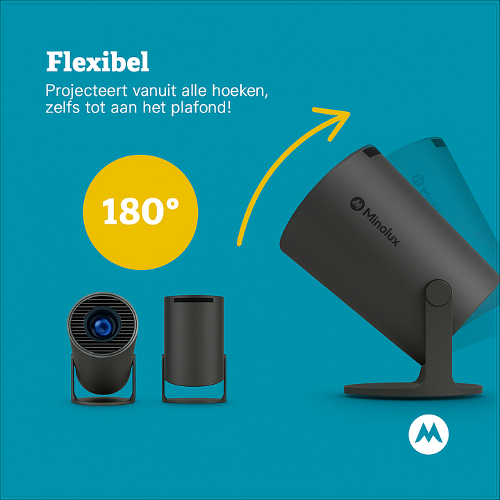 Minolux® Zwarte Mini Beamer – Draagbare Full HD Projector