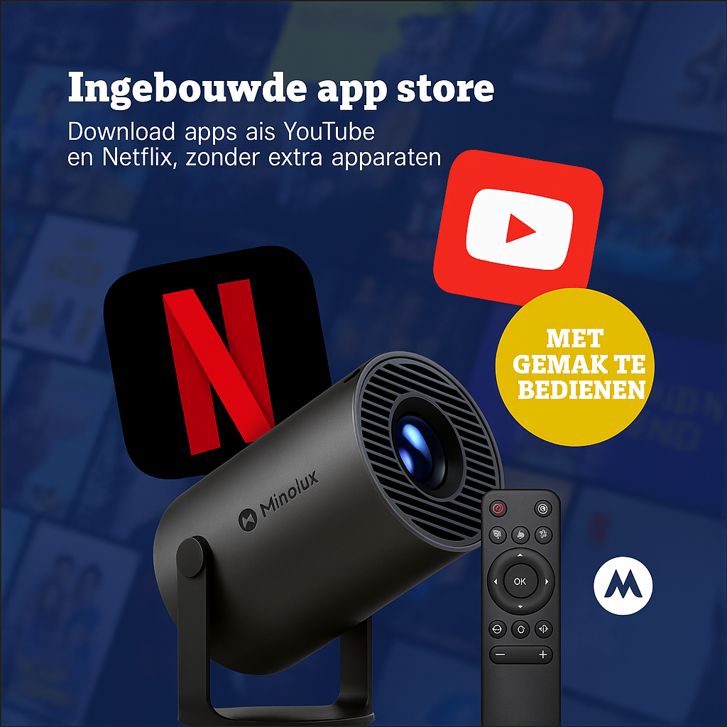 Minolux® Zwarte Mini Beamer – Draagbare Full HD Projector