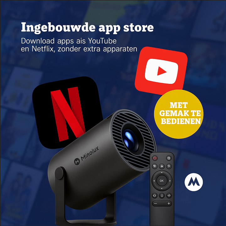 Minolux® Zwarte Mini Beamer – Draagbare Full HD Projector