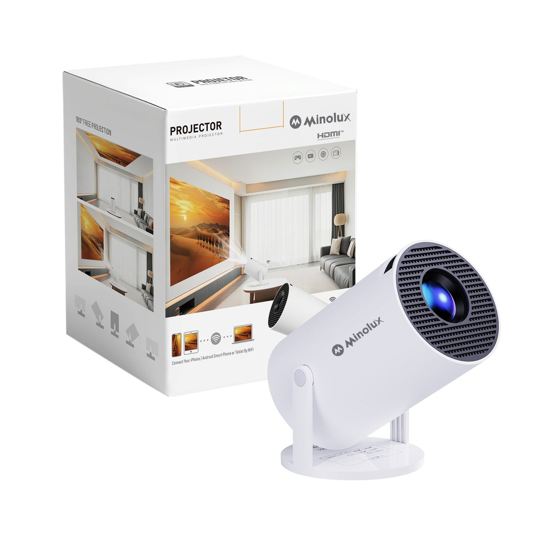 Minolux® Witte Mini Beamer – Draagbare Full HD Projector voor Thuis & Entertainment