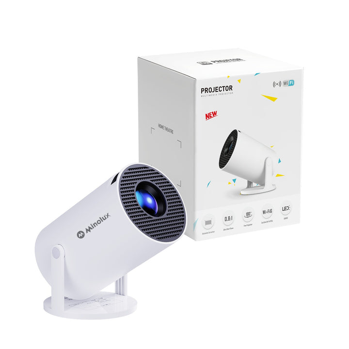 Minolux® Witte Mini Beamer – Draagbare Full HD Projector voor Thuis & Entertainment